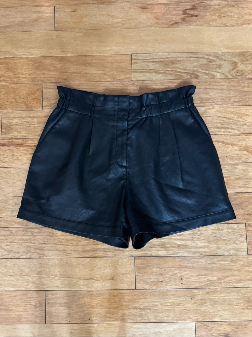 BCBGMaxAzria Black Faux Leather Shorts in size Small